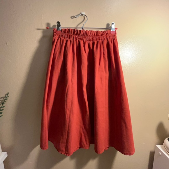 Red Button-Down Skirt - Picture 2 of 4
